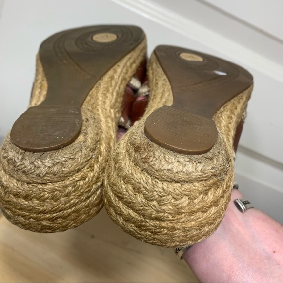 Clarks L'Artisan Brown Leather Espadrille Sandals <comfort Slip On Shoes Sz 8 - Picture 8 of 16